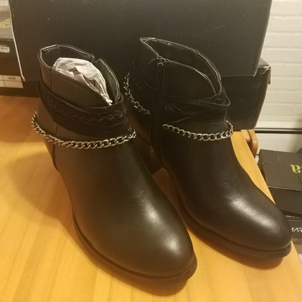 Black Leather Booties Size 6